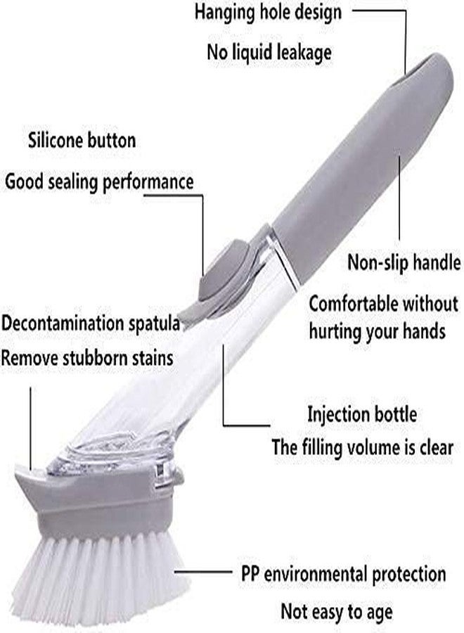 Denique Decontamination Automatic Liquid Tank Kitchen Cleaning Brush Scrubber Dish Bowl Washing Sponge with Refill Liquid Soap Dispenser Pot Cleaner Tool Long Handle Sponge with Wok Brush - Image 5